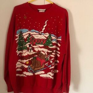 Woman’s fall red rare VTG Christmas Holiday sweatshirt